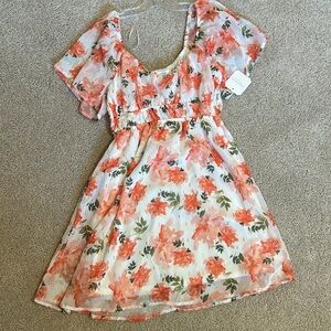 NWT ALTAR’D STATE IVORY ORANGE FLORAL DRESS XS
